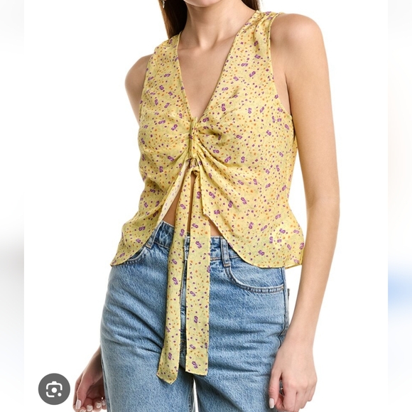 Favorite Daughter Tops - NEW FAVORITE DAUGHTER YELLOW GWEN TOP SIZE SMALL 100% SILK